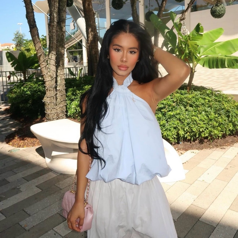 Cider Light Blue Halter Top
